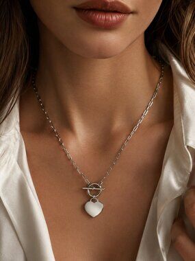 Sterling Silver Heart Toggle Necklace